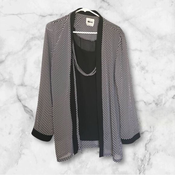 VTG Leslie Fay Open Kimono Attached Tank duster top Wms Sz 16 - Picture 1 of 4